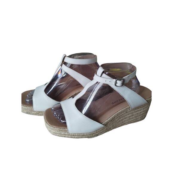 Lucky Brand Women's 9½ White Leather Valki Espadrille Wedge Ankle Strap‎ Sandals - Picture 2 of 13